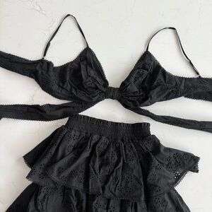 Hill House Celine Top & Noemi Skirt Set - XS, Black Eyelet